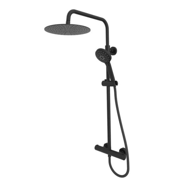 Tavistock Quantum Black Exposed Thermostatic Two Outlet Slide Rail Shower Kit