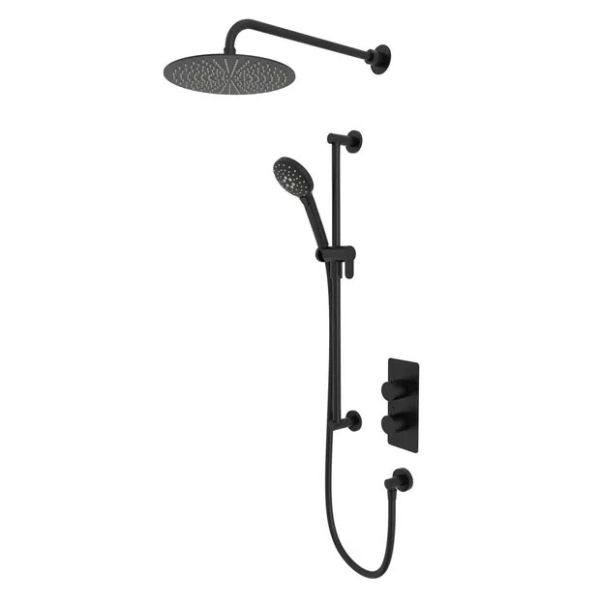 Tavistock Quantum Black Concealed Thermostatic Two Outlet Shower Kit