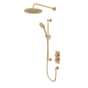 Tavistock Quantum Brushed Brass Concealed Thermostatic Two Outlet Shower Kit