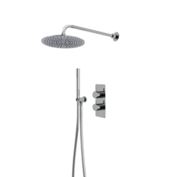 Tavistock Quantum Chrome Concealed Thermostatic Two Outlet Shower Kit with Handset