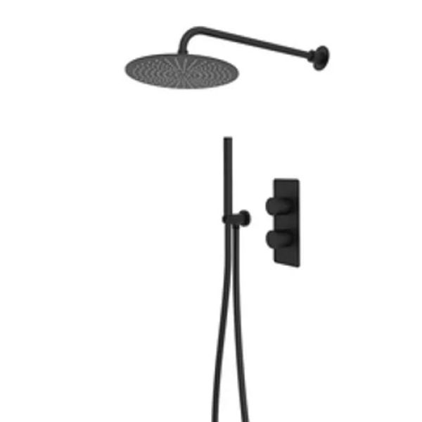 Tavistock Quantum Black Concealed Thermostatic Two Outlet Shower Kit with Handset
