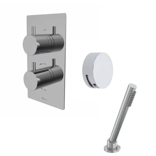Tavistock Quantum Chrome Concealed Thermostatic Two Outlet Bath Filler and Shower Handset