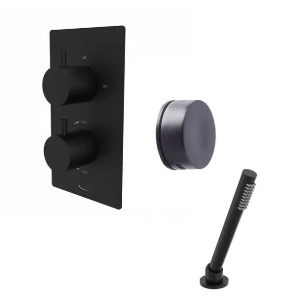 Tavistock Quantum Black Concealed Thermostatic Two Outlet Bath Filler and Shower Handset
