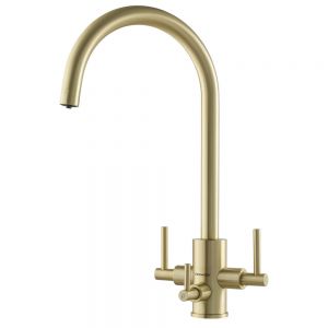 Clearwater Stella Tri Spar C Brushed Brass Filtered Water Kitchen Sink Mixer Tap