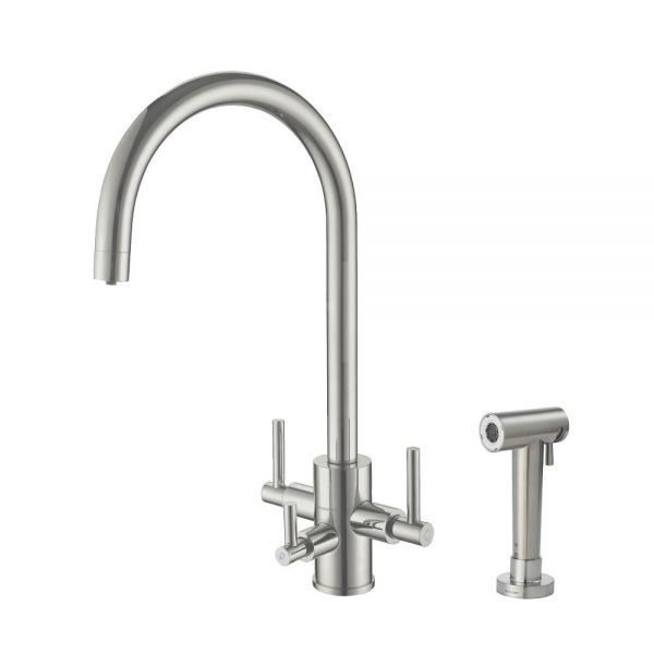Clearwater Stella Tri Spar C Brushed Nickel Filtered Water Kitchen Sink Mixer Tap with Rinse