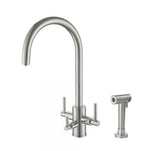Clearwater Stella Tri Spar C Brushed Nickel Filtered Water Kitchen Sink Mixer Tap with Rinse