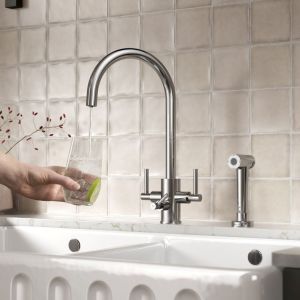 Clearwater Stella Tri Spar C Chrome Filtered Water Kitchen Sink Mixer Tap with Rinse