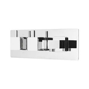 Roper Rhodes Event Square Chrome Two Outlet Thermostatic Shower Valve with Wall Outlet and Handset Holder