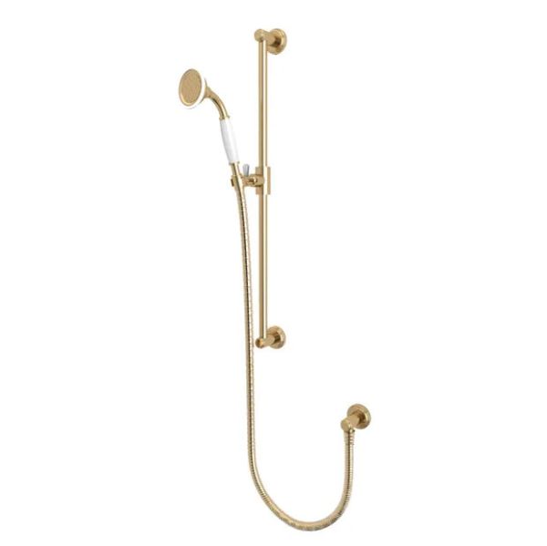 Tavistock Brushed Brass Traditional Single Function Riser Rail Shower Kit