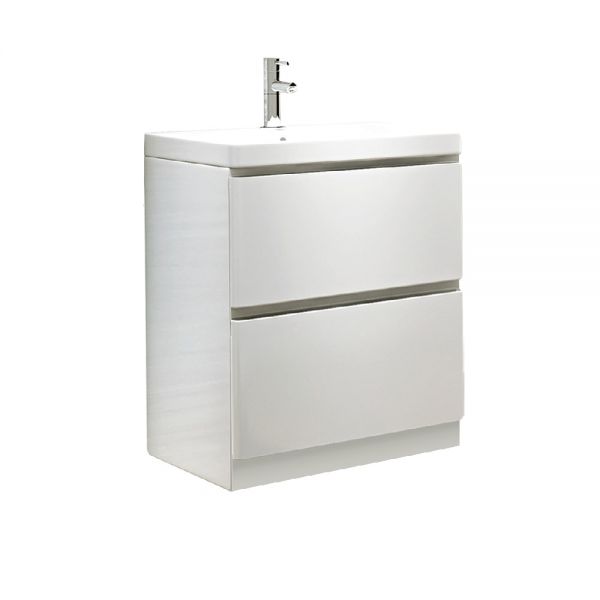 Synergy Linea 600mm White 2 Drawer Floor Standing Bathroom Unit
