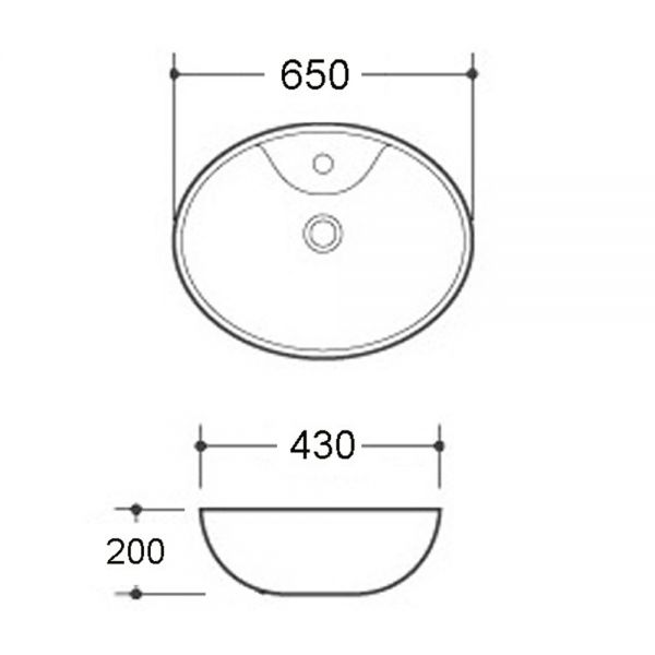 Synergy Cupy 650mm Black and White Countertop Basin SYCTB6105B on sale now