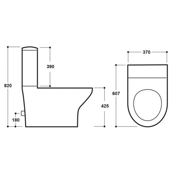 Synergy Fluid Close Coupled Open Back Rimless Toilet SYFLU02_SYFLU07