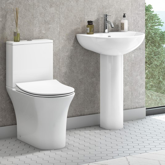 Synergy Fluid Close Coupled Open Back Rimless Toilet SYFLU02_SYFLU07