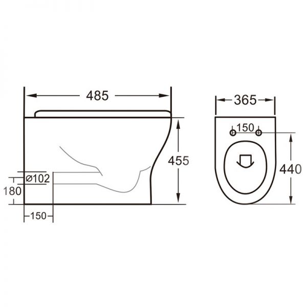 Synergy Fluid Back To Wall High Rimless Toilet SYFLU06