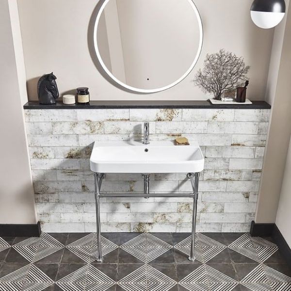 Roper Rhodes System 800 Rectangular One Tap Hole Basin and Chrome Washstand #2