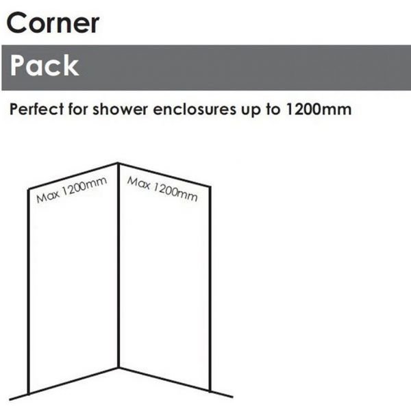 Showerwall Small Corner White Sparkle Waterproof Shower Panel Pack 1200
