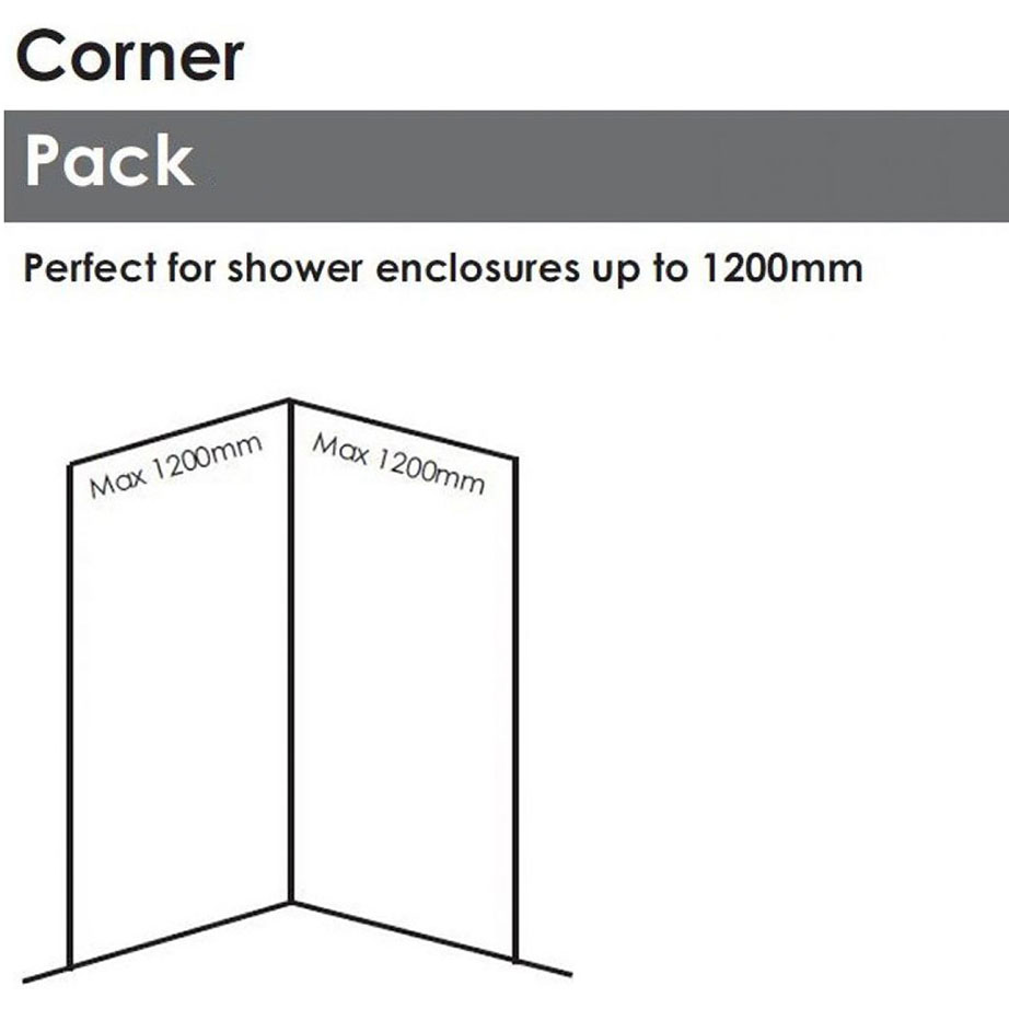Showerwall Small Corner Grey Volterra Texture Waterproof Shower Panel