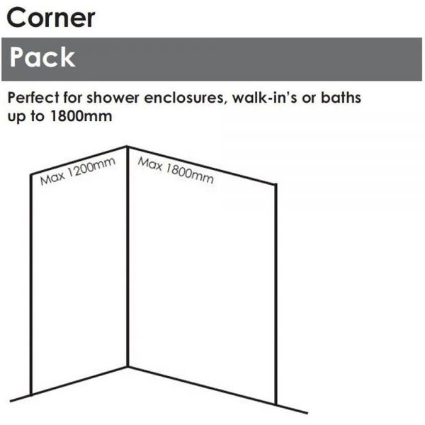 Showerwall Medium Corner Moonstone Waterproof Shower Panel Pack 1800 x 1200 #2
