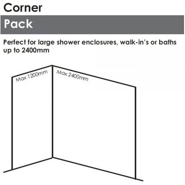Showerwall Large Corner Linea White Waterproof Shower Panel Pack 2400 x