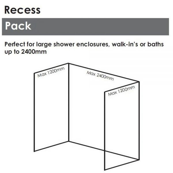 Showerwall Large Recess Linea White Waterproof Shower Panel Pack 2400 x