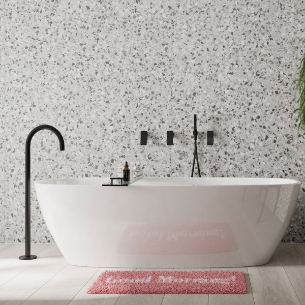 Showerwall Medium Recess Positano Grey Terrazzo Waterproof Shower Panel