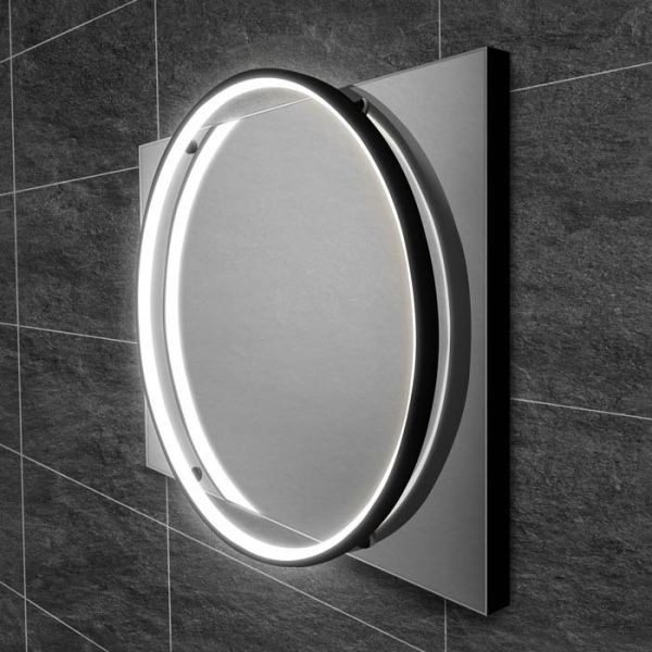 hib. Solas 60 Illuminated LED Black Frame Bathroom Mirror
