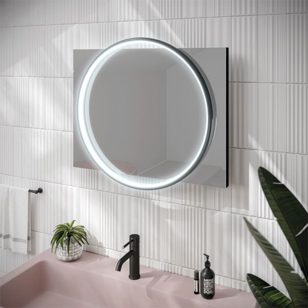 hib. Solas 60 Illuminated LED Black Frame Bathroom Mirror #2