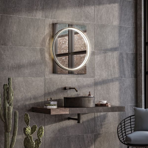 hib. Solas 50 Illuminated LED Chrome Frame Bathroom Mirror #2