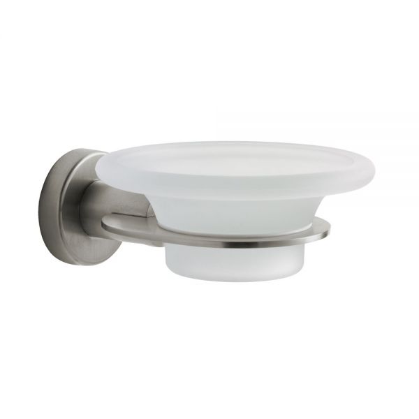 Sonia Tecno Project Brushed Nickel and Frosted Glass Soap Dish