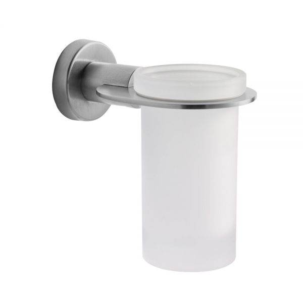 Sonia Tecno Project Brushed Nickel and Frosted Glass Tumbler Holder