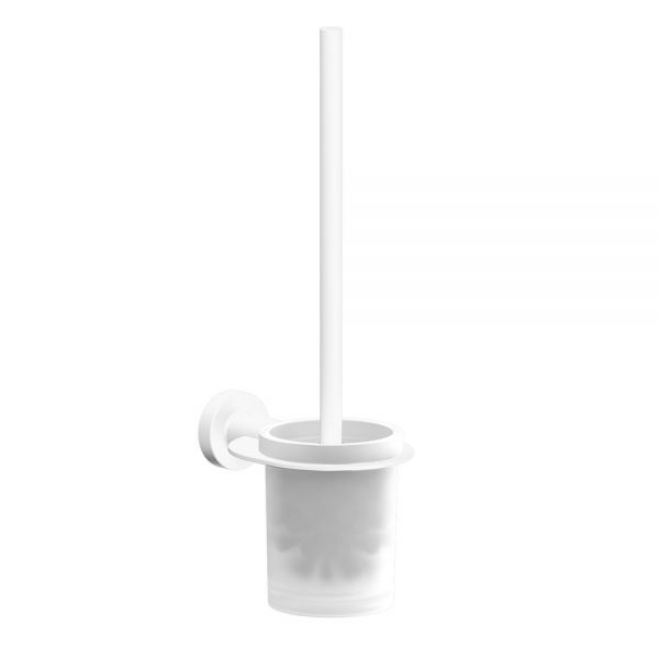 Sonia Tecno Project White and Frosted Glass Toilet Brush Set