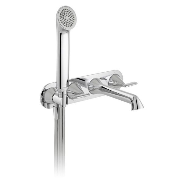 Vado Arrondi Chrome Wall Mounted 4 Hole Thermostatic Bath Shower Mixer Tap with Lever Handles
