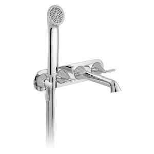 Vado Arrondi Chrome Wall Mounted 4 Hole Thermostatic Bath Shower Mixer Tap with Lever Handles