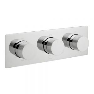 Vado Tablet Knurled Chrome Three Outlet Horizontal Thermostatic Shower Valve