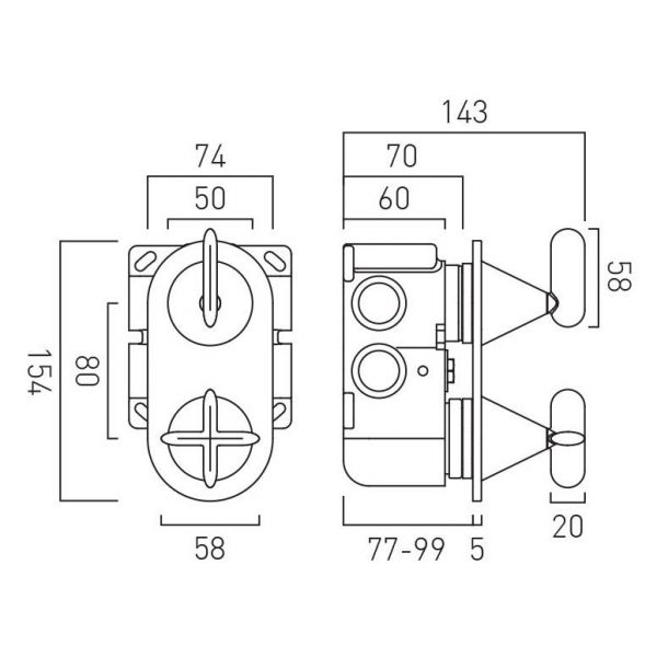 Vado Arrondi Chrome 2 Outlet Concealed Thermostatic Shower Valve #3