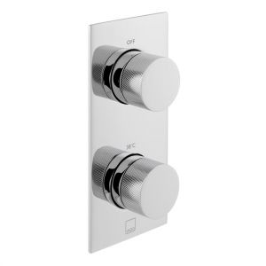 Vado Tablet Knurled Chrome Two Outlet Thermostatic Shower Valve