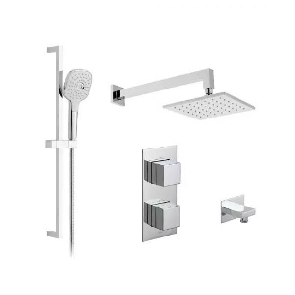 Vado Tablet Notion Chrome 2 Outlet Thermostatic Shower Set with Riser Rail