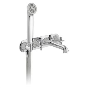 Vado Arrondi Chrome Wall Mounted 4 Hole Thermostatic Bath Shower Mixer Tap with Cross Handles
