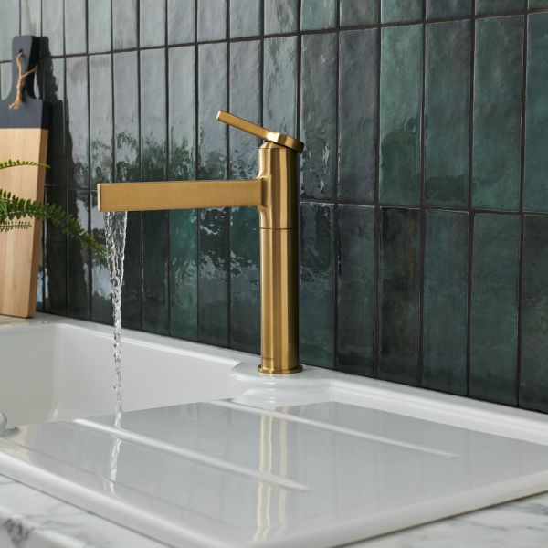 Clearwater Taku Single Lever Brushed Brass Monobloc Kitchen Sink Mixer Tap #4