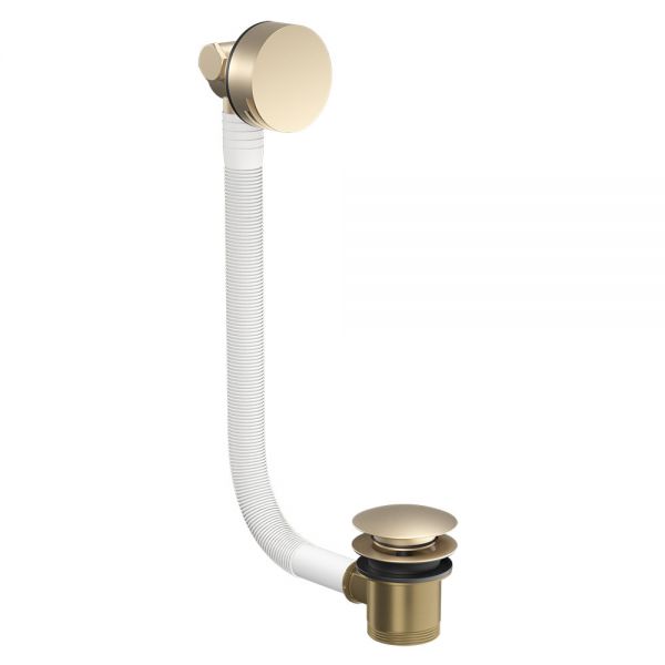 Tissino Alek Brushed Brass Round Overflow Bath Filler with Click Clack Waste
