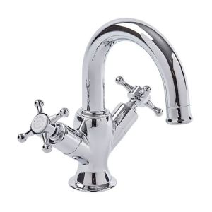 Tavistock Ashmore Chrome Mono Duel Cross Head Basin Mixer Tap with Waste