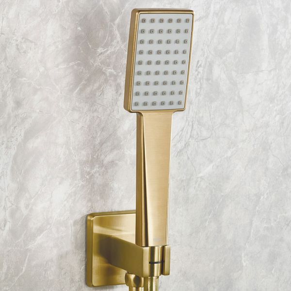 Bristan Tangram Brushed Brass 2 Outlet Shower Pack with Overhead Shower and Handset #5