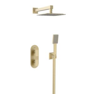 Bristan Tangram Brushed Brass 2 Outlet Shower Pack with Overhead Shower and Handset