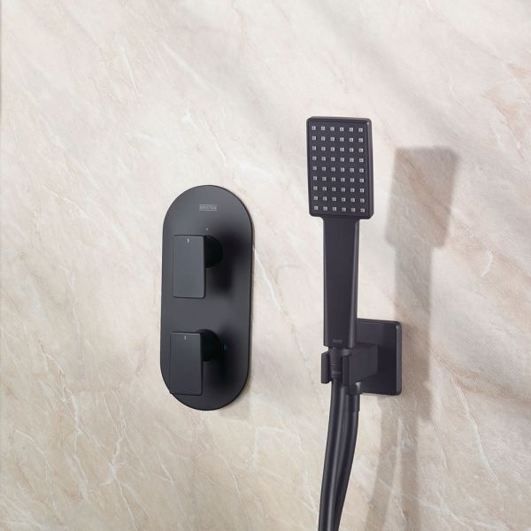 Bristan Tangram Matt Black 2 Outlet Shower Pack with Overhead Shower and Handset #2