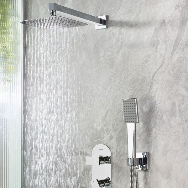 Bristan Tangram Chrome 2 Outlet Shower Pack with Overhead Shower and Handset #2