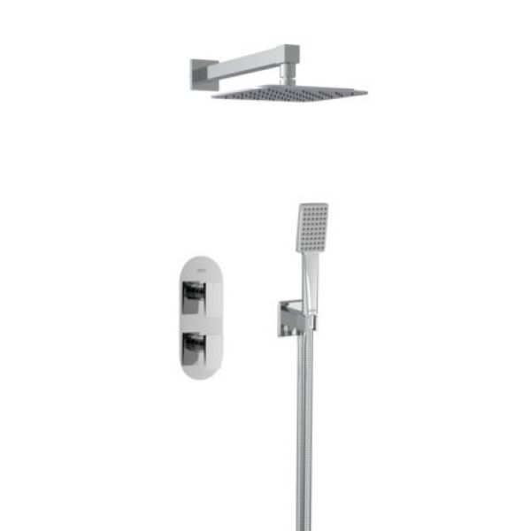 Bristan Tangram Chrome 2 Outlet Shower Pack with Overhead Shower and Handset