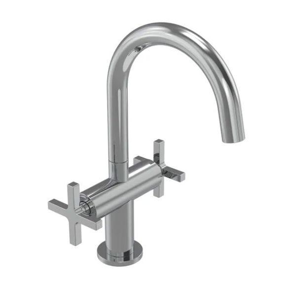 Tavistock Cohort Cross Chrome Mono Dual Cross Basin Mixer Tap with Waste