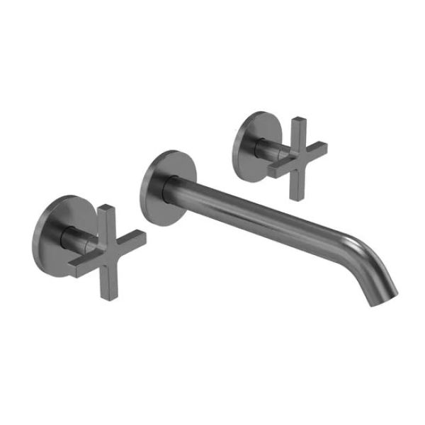 Tavistock Cohort Cross Gunmetal Wall Mounted 3 Hole Basin Mixer Tap