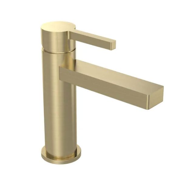 Tavistock Cohort Cross Brushed Brass Mono Basin Mixer Tap with Waste