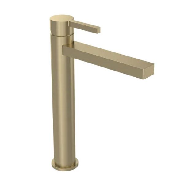 Tavistock Cohort Cross Brushed Brass Tall Basin Mixer Tap